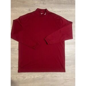 Vintage Nike Golf Men's Long Sleeve Maroon Mini Swoosh Mock Neck Size XL